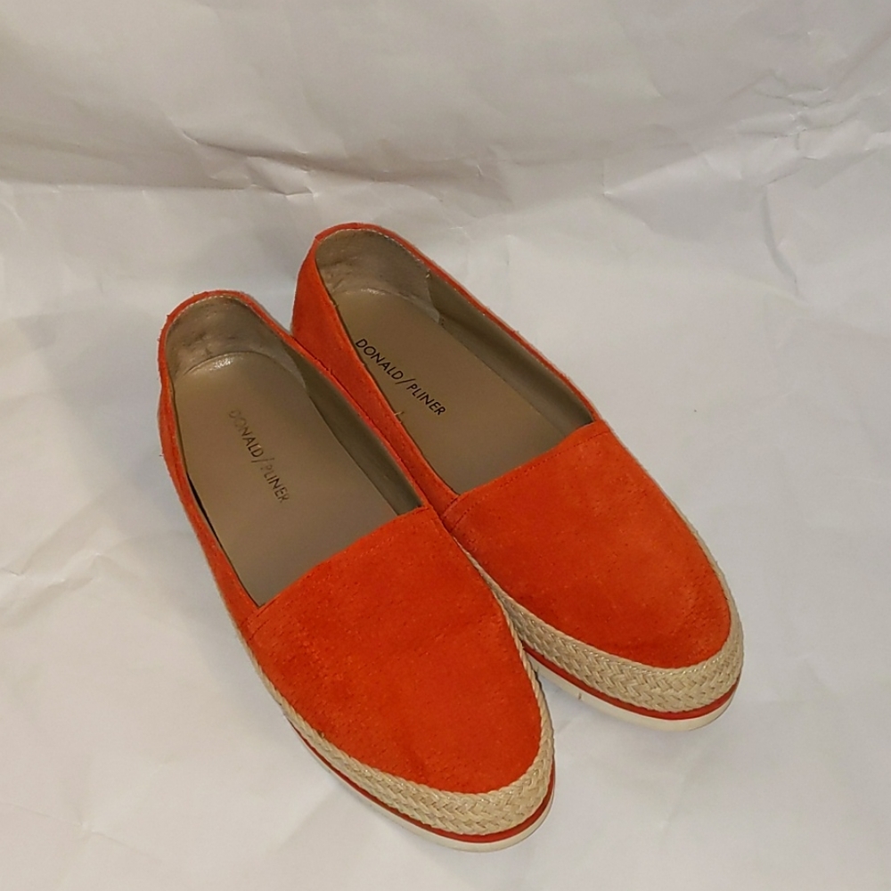 Donald Pliner Orange Palm Suade Flat Espedrille Size 7